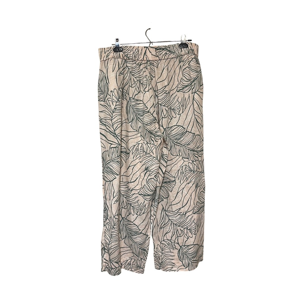Rachel Zoe 100% Linen Tropical Palm Leaf Wide Leg Pants Peach Green Plus 1X - Picture 2 of 9